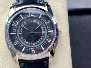 Calendar Waterproof Stainless Steel Case Black Genuine Leather Strap Men’s Watch Luxury Business Watch