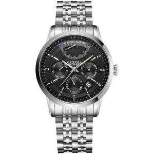 Caluola Automatic Mechanical Watch Synthetic Sapphire Mirror Analog Men’s Calendar Kinetic Energy Storage 5BAR Water Resistance