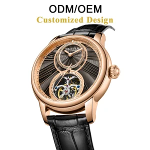 Caluola Hollow Automatic Mechanical Analog Tourbillon Watch Men’s 5ATM Sapphire Crystal Water Resistant