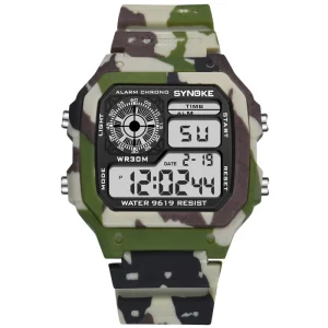 Camouflage Multifunctional Fashionable Electronic Watch Seven Color Night Light Waterproof Sports Men’s Watch