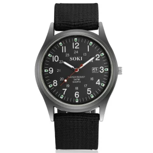 Canvas Men’s Quartz Watch Acrylic Band Pointer Dial Casual Sports Fashion Gift Watch for Men