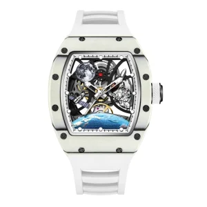 Carbon Fiber Bezel Watch 316L Steel Case Silicone Band Automatic Custom Wristwatch OEM