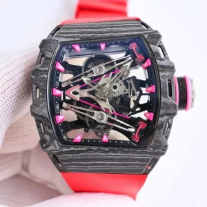 Carbon Fiber Case Rubber Strap Sports Unisex Mechanical Watch