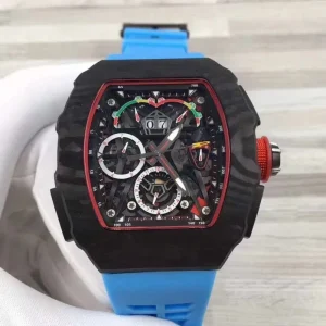 Carbon Fiber Sports Car Joint Series Watch Blue Silicone Strap Men’s Mechanical Watch