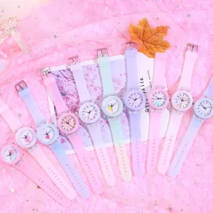 Cartoon Fashion Kids’ Quartz Watch with Silicone Band Luminous Children’s Watch for Girls Age 6-10 Toy Gift