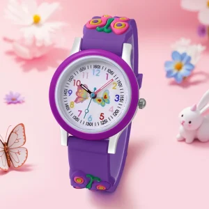 Cartoon Pattern Children Sport Silicone Strap Quartz Watch Cute Kid’s Wrist Watch with Analog Display