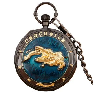 Cartoon Theme Music Quartz Pocket Watch Crocodile Big Pocket Watch With Music for Valentine’s Day Gift Anniversary Birthday
