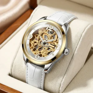 Casual Fashion Business Women Men’s Watch Leather Strap Waterproof Mechanical Watch