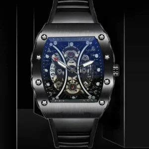 Casual Fashion Trend Automatic Quartz Watch Hollow Glow in the Dark Waterproof Wine Barrel Men’s Watch Accessories