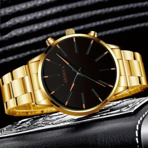 Casual Men’s Stainless Steel Quartz Watch, Fashion Glass Dial Wristwatch for Daily and Office Use