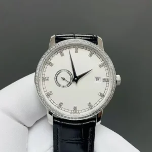 Casual Moissanite Inlaid Date Power Reserve Waterproof Men’s Multi-functional Mechanical Watch