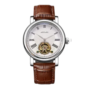 Casual Orologio Meccanico Da Uomo Lusso Tourbillon Timing Genuine Leather Waterproof Automatic Mechanical Watch for Men