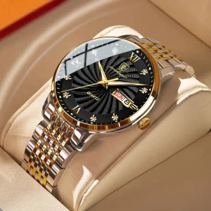 Casual Sports Waterproof Men’s Watches Stainless Steel Band Wristwatch Big Dial Luminous Pointers Quartz Watch for Men