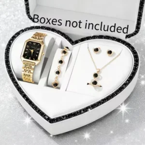 Charming Women’s Quartz Watches Square Dials Heart Pendant Jewelry Set Best Choice for Women’s Gifts N2604189