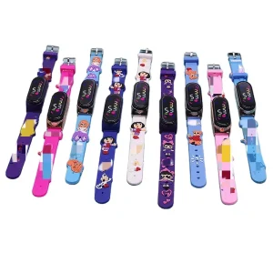 Child Animals M4 Movement LED Kids Animal Shape Retro Oval Wrap Bracelet Touchscreen Digital Watch