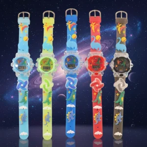 Children’s Digital Electronic Watches Water Resistant Sport Design Alarm Dinosaur themed ABS Case for Kids Aged 5 12