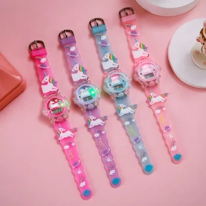 Children’s Electronic Watch Electronic Light-emitting Watch Boy Girl Unicorn