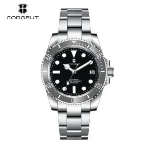 China Watch Manufacturer Silver Black 10 Bar Diver Folding Clasp Safety Tourbillion Automatic Sport Watch