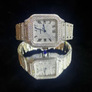 Chinese Manufacturer Custom Hip Hop Jewelry Moissanite Watch, High-end Stainless Steel Fashion Mechanical Watch for Men