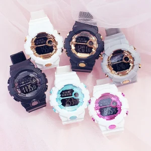 Chinese Supplier Low MOQ Fashion Waterproof Luminous Unisex Sports Digital Watch Candy Color Colorful Children’s Digital Watch
