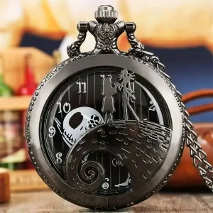Christmas Horror Night Pocket Watch European and American Creative Skeletonized Large Retro-Style Necklace Quartz Watch
