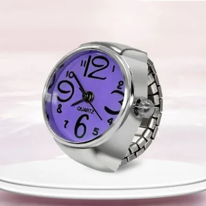 Christmas Valentine’s Day Arabic Numerals Dial Elastic Band Creative Quartz Ring Watches for Women Finger