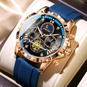 Chrono Style Decorative Men Quartz Watch Dial Steel Strap Hardness Mirror Surface Outdoor Casual Wrist Watch