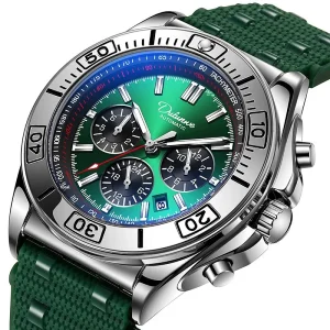 Chronograph Alloy Stainless Steel Strap Pointer 6-Needle Multi-function Luminous Men’s Mechanical Watch