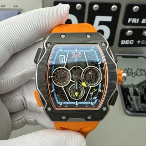 Chronograph Automatic Watch with Carbon Fiber Tonneau Case 65-01 Men’s Luxury Racing Sports Mechanical Watch