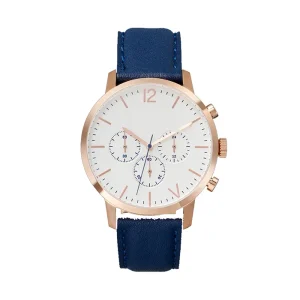 Chronograph Movement Waterproof Men Genuine Leather Wrist Watch