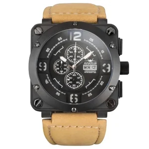 Chronograph Quartz Square Watch Stainless Steel Mens Wrist Watch