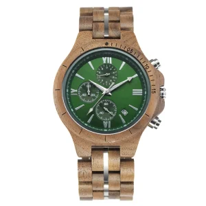 Chronograph Quartz Watch for Men All-Natural Wooden Wrist Watch Small MOQ Watch