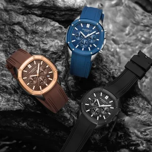 Chronograph Watch Men Sports Wrist Watch Silicone Strap Quartz
