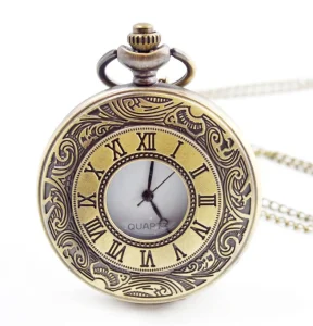 Classic Antique Vintage Quartz Alloy Pocket Watch with Roman Numerals