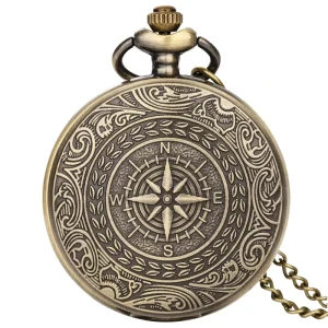 Classic Antique Vintage Quartz Zinc Alloy Round Case Roman Pocket Watch with 4.7CM Dial 60g Lightweight No Waterproof
