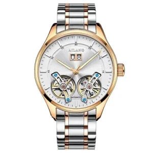 Classic Business Luxury Skeleton Double Tourbillon Automatic Watch Men’s Stainless Steel Mechanical Waterproof Watch