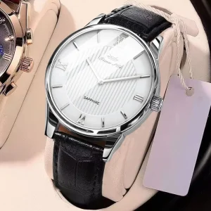 Classic Casual Watch for Men with Cow Leather Band Quartz Wristwatch with Rome Numbers for Business Use