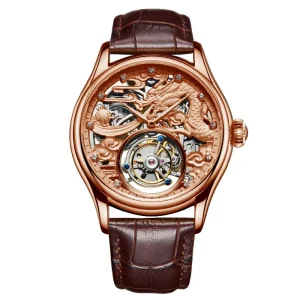 Classic Design 7002 Tourbillon Mechanical Watch Men’s Stainless Steel Case Pointer Dial Water Resistant 10 Bar