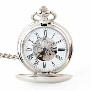 Classic Design Smooth Surface Double Cover Mechanical Plain Pocket Watch for Women Men