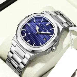 Classic Fashion Luxury Men’s Quartz Watch with Date Stainless Steel 3ATM Waterproof 42mm Business & Casual Wristwatch