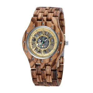 Classic Handmade Waterproof Men Wood Watch Custom Logo Timepieces Mechanical Watch