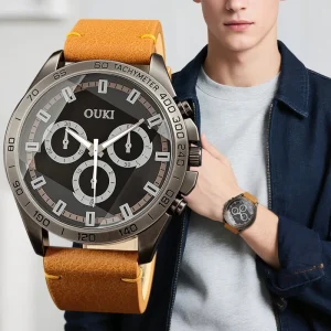 Classic Men’s Leather Watch Elegant Minimalist Style Quartz Watch