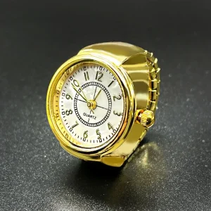 Classic Numeral Ring Watch Alloy Gold Silver Quartz Stainless Steel Elastic Band Wedding Gift for Students
