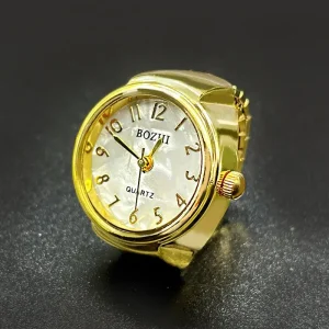 Classic Numeral Ring Watch Alloy Gold Silver Quartz Stainless Steel Elastic Band Wedding Student Gift