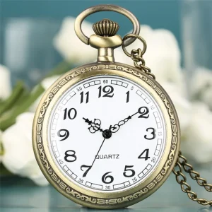 Classic Quartz Pocket Watch Gunmetal Custom Dial Antique Relogio De Bolso Alloy Strap 47mm Gift Souvenir