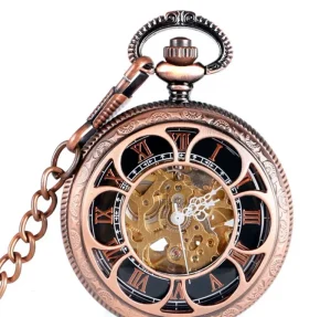 Classic Roman Sun Flower Pocket Watch Automatic Mechanical