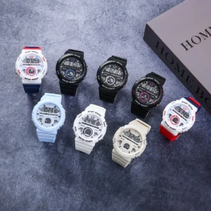 Classic Round Dial Analog Digital Student Children’s Sports Watch Color Matching Waterproof Men’s Watch