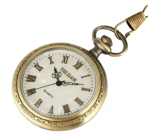 Classic Simple Bronze Vintage Glass Men Women Antique Model Table Pocket Watches