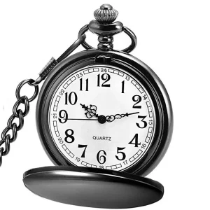 Classic Smooth Vintage Quartz Roman Numerals Mens Womens Pocket Watch