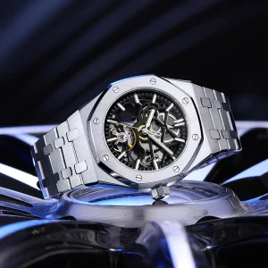 Classic Stainless Steel Case Tourbillon Automatic Mechanical Watch Hollow Dial Luminous CHANCE JC-9-005G-4